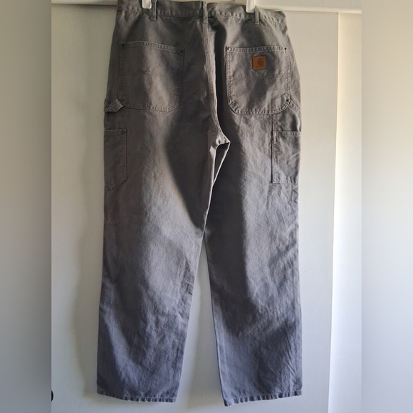 Vintage Carhartt Double Knee Gray Canvas Cotton Workwear Pants 34x32 - Picture 6 of 10